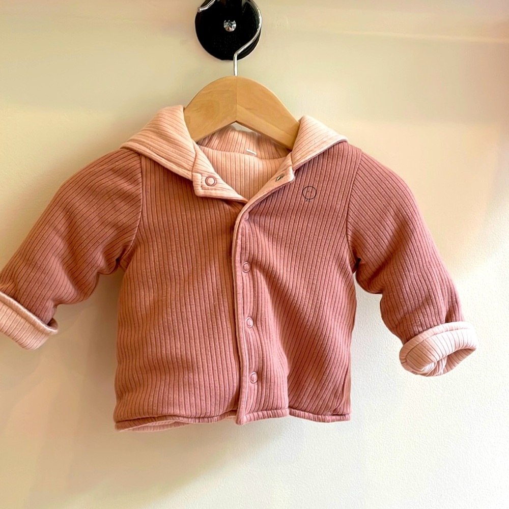 Mori - Ribbed Reversible Coat in Blush & Rose. EUC.